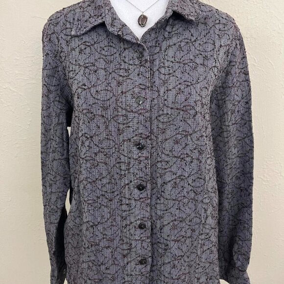 vintage 90s muted purple quirky boho granola button up top - Picture 3 of 8